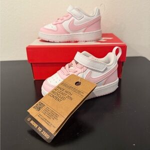 Nike Kids Pink and White Velcro Sneakers
